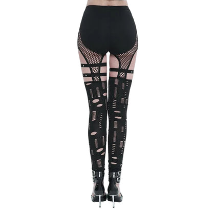 Fracture Line Cutout Mesh Leggings