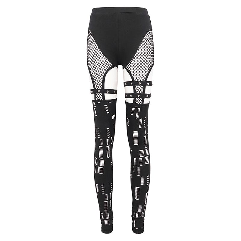 Fracture Line Cutout Mesh Leggings