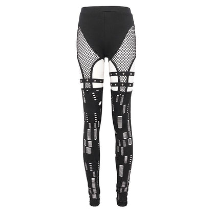 Fracture Line Cutout Mesh Leggings