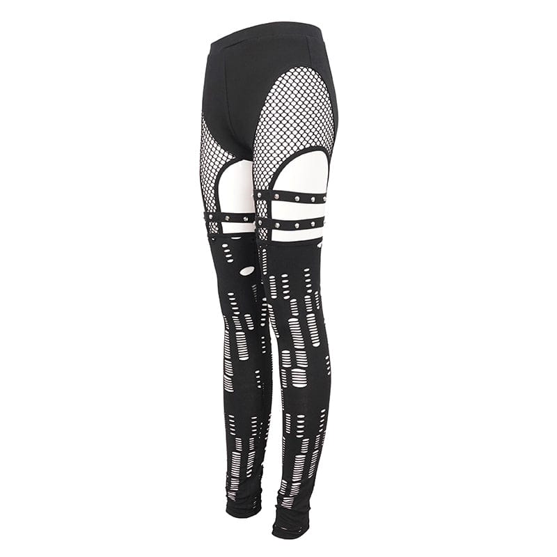 Fracture Line Cutout Mesh Leggings