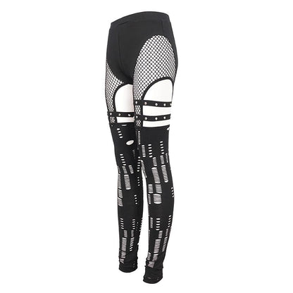 Fracture Line Cutout Mesh Leggings