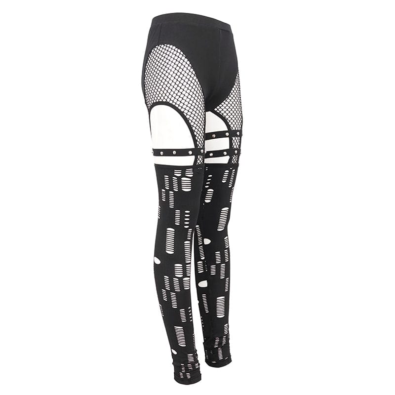 Fracture Line Cutout Mesh Leggings