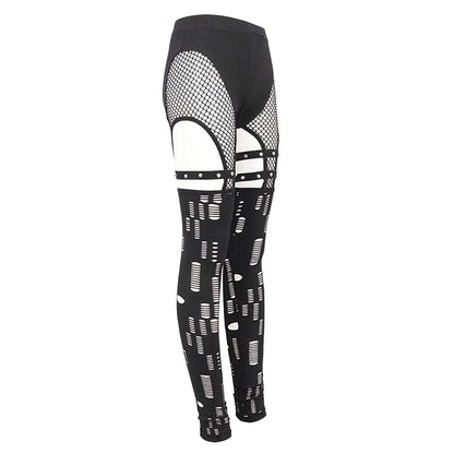 Fracture Line Cutout Mesh Leggings