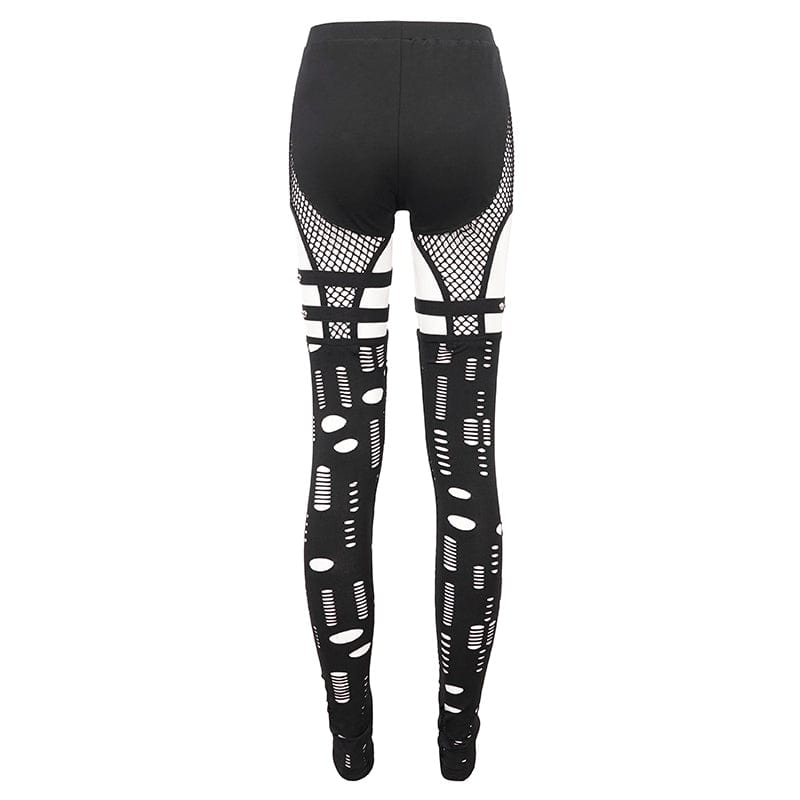Fracture Line Cutout Mesh Leggings