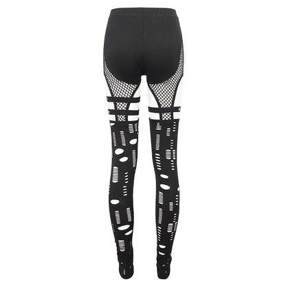 Fracture Line Cutout Mesh Leggings