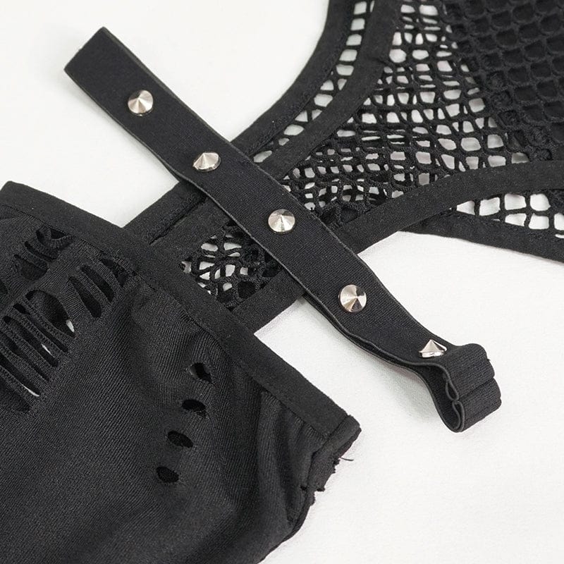 Fracture Line Cutout Mesh Leggings