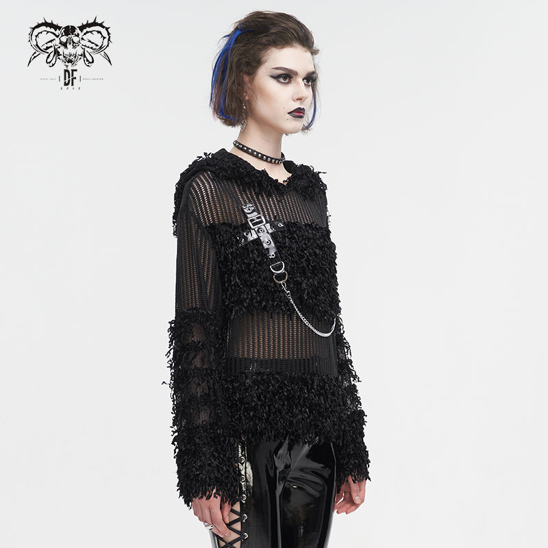 Chainbound Ruin Hooded Sheer Sweater detail view 4