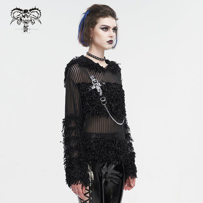 Chainbound Ruin Hooded Sheer Sweater detail view 4