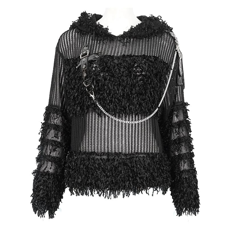 Chainbound Ruin Hooded Sheer Sweater detail view 7