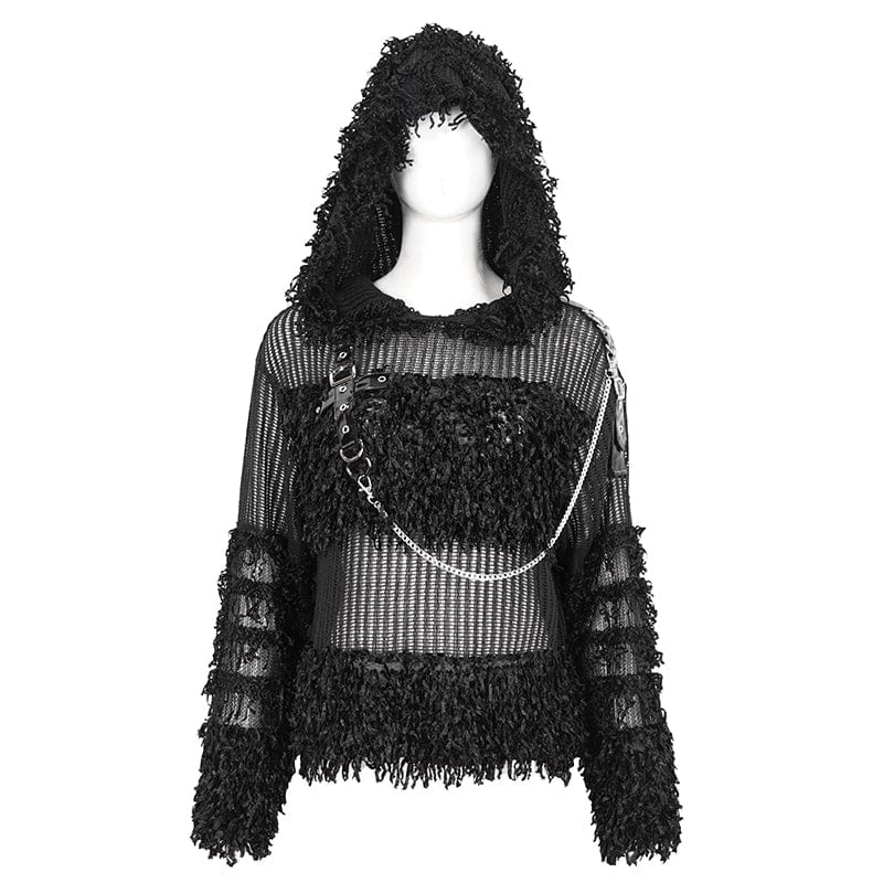 Chainbound Ruin Hooded Sheer Sweater detail view 10
