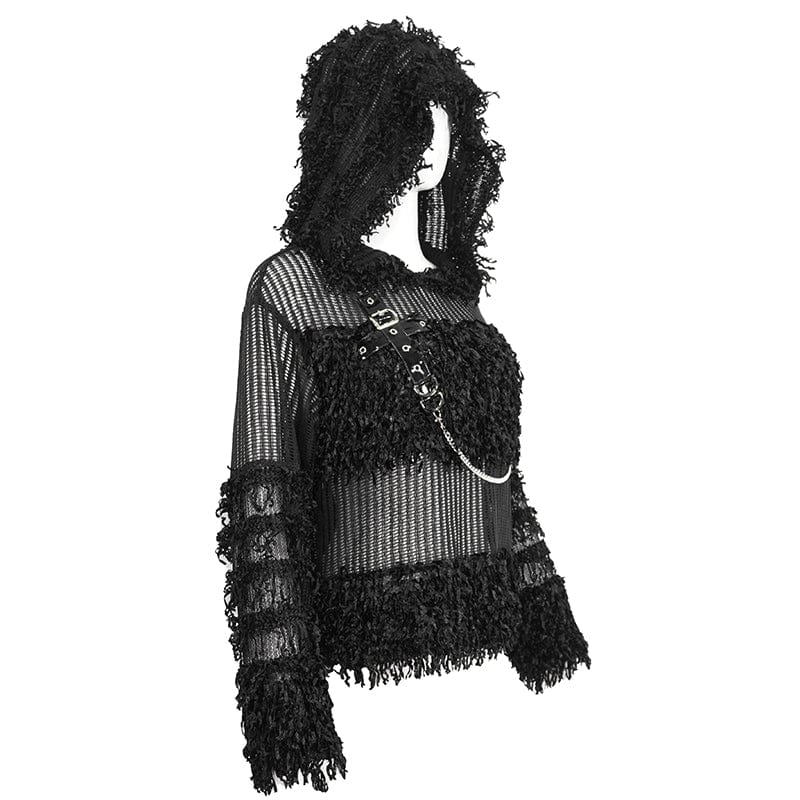Chainbound Ruin Hooded Sheer Sweater detail view 9