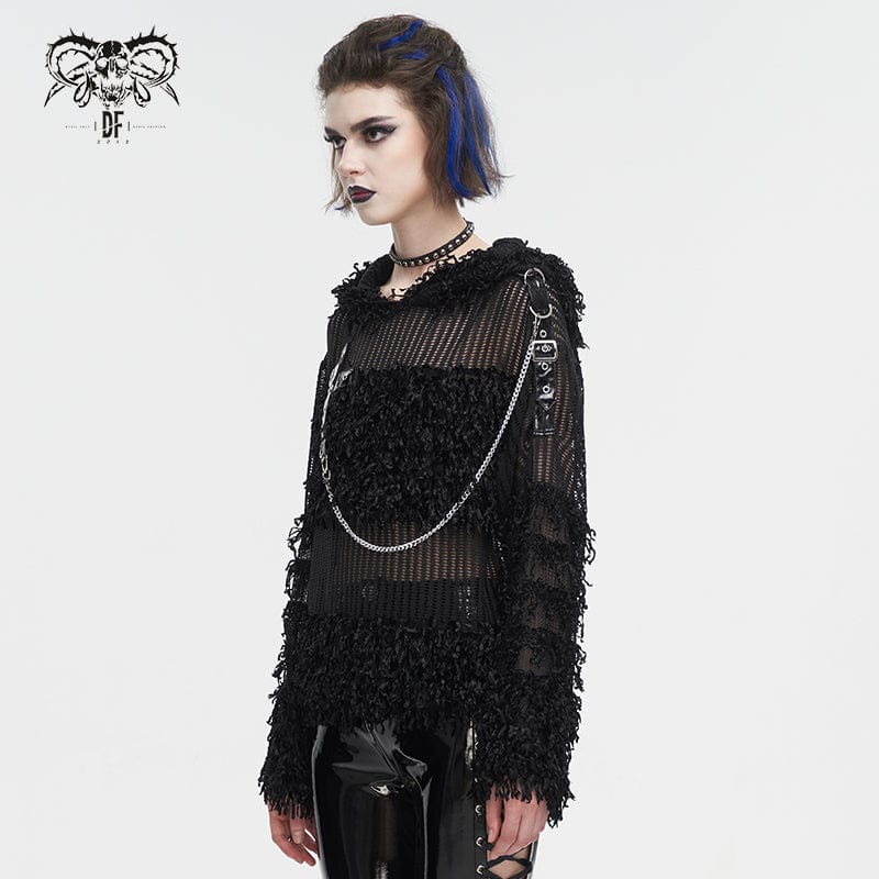 Chainbound Ruin Hooded Sheer Sweater detail view 3