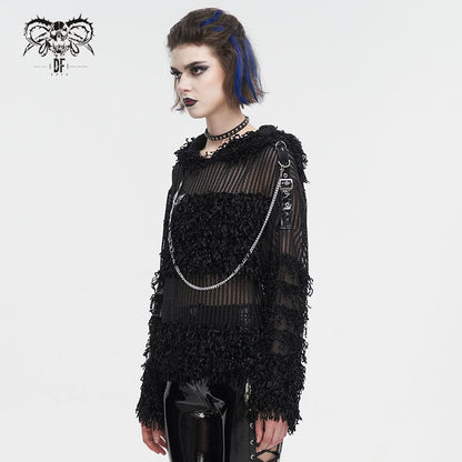 Chainbound Ruin Hooded Sheer Sweater detail view 3