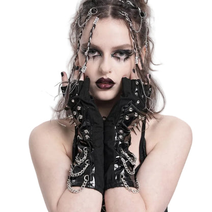 Chain Reaction Studded Half-Finger Gloves detail