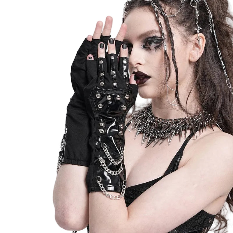 Chain Reaction Studded Half-Finger Gloves detail