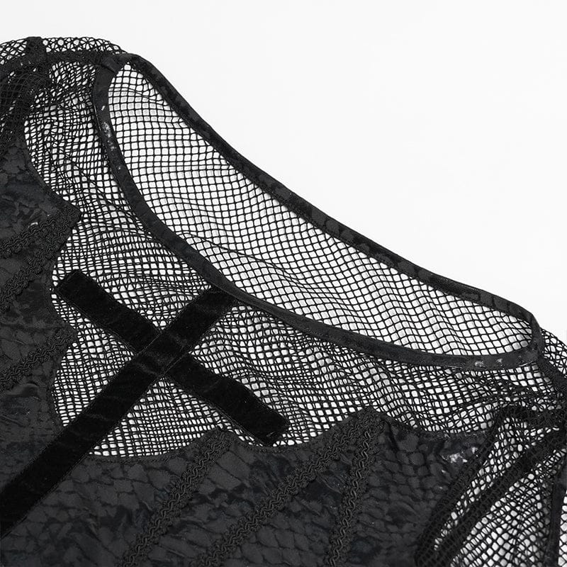 Vesper Bat Cross Mesh Top