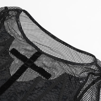 Vesper Bat Cross Mesh Top