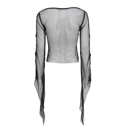 Vesper Bat Cross Mesh Top