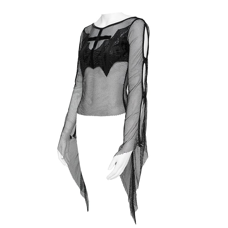 Vesper Bat Cross Mesh Top