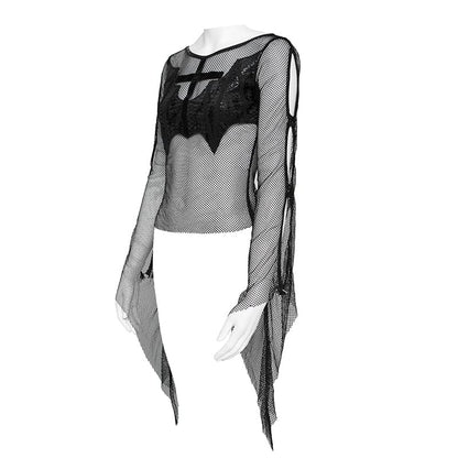 Vesper Bat Cross Mesh Top