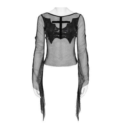Vesper Bat Cross Mesh Top