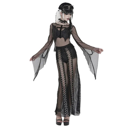 Vesper Bat Cross Mesh Top