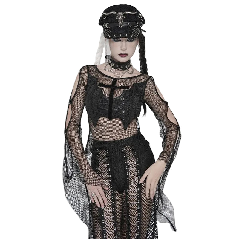 Vesper Bat Cross Mesh Top
