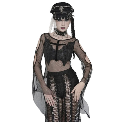 Vesper Bat Cross Mesh Top