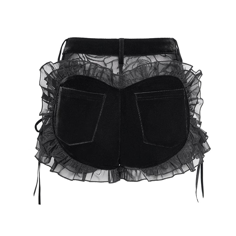 Thorn Garden Ruffled Lace-Up Shorts