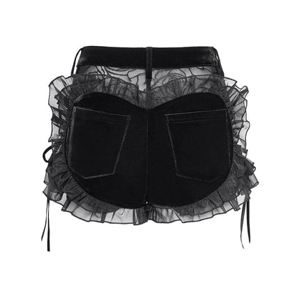 Thorn Garden Ruffled Lace-Up Shorts