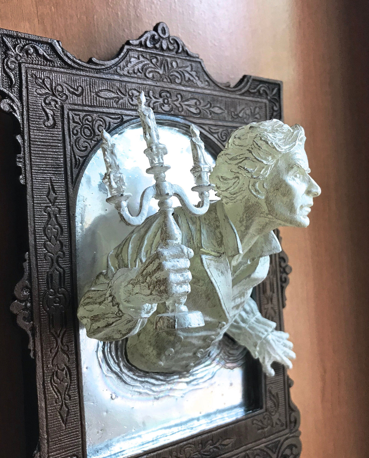 Gentleman Ghost in the Mirror Wall Plaque, Hand Painted Resin
