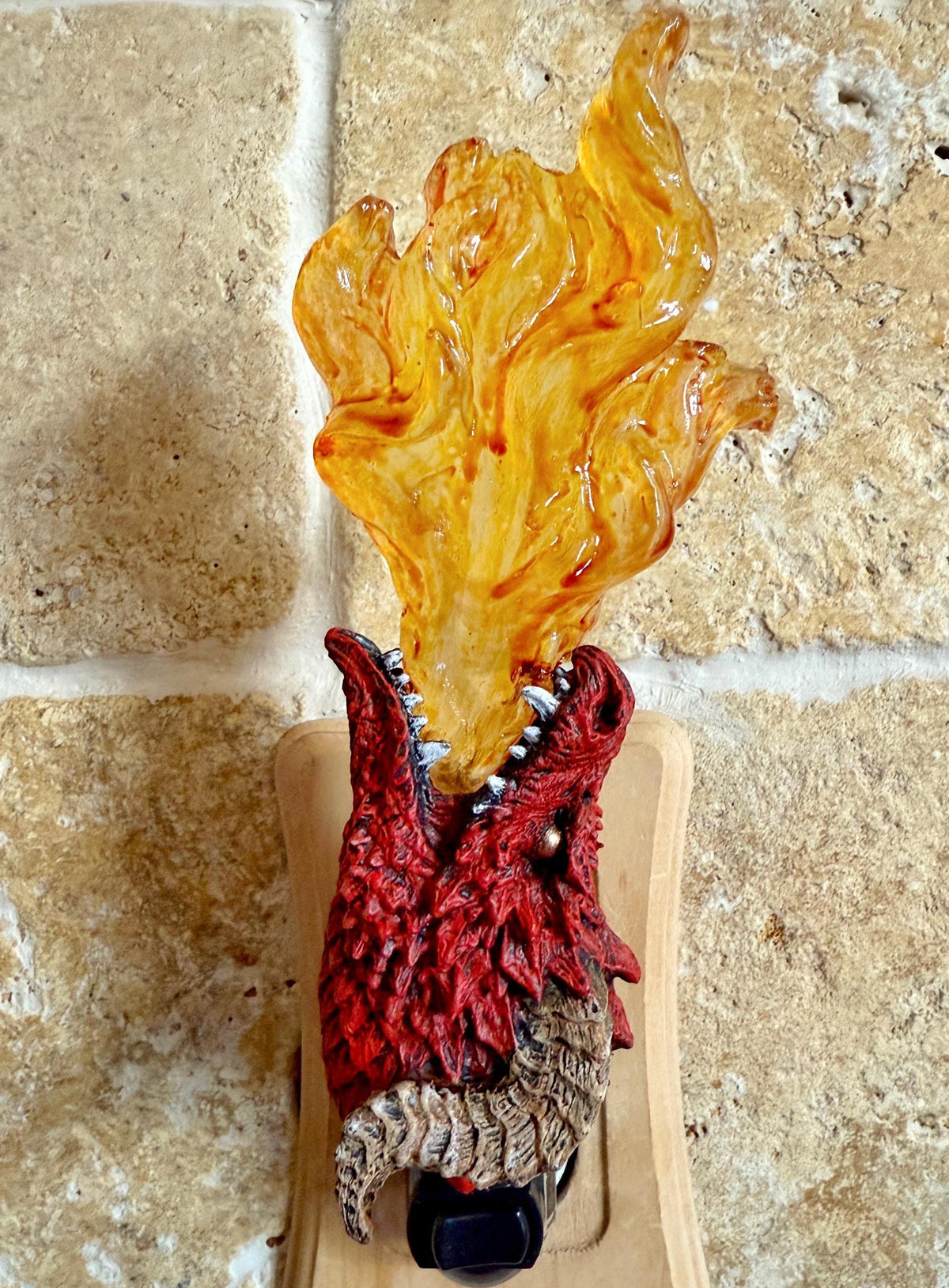 Fire Breathing Dragon Nightlight, Hand Painted Resin Sculpture