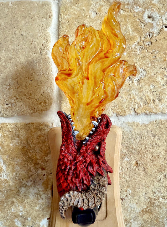 Fire Breathing Dragon Nightlight, Hand Painted Resin Sculpture