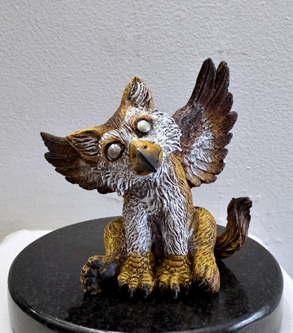 Baby Griffin Statue, Full Color Resin Sculpture | Mythical Creature Figurine | Unique Legendary Baby Griffin Figurine. Fantasy Art Gift