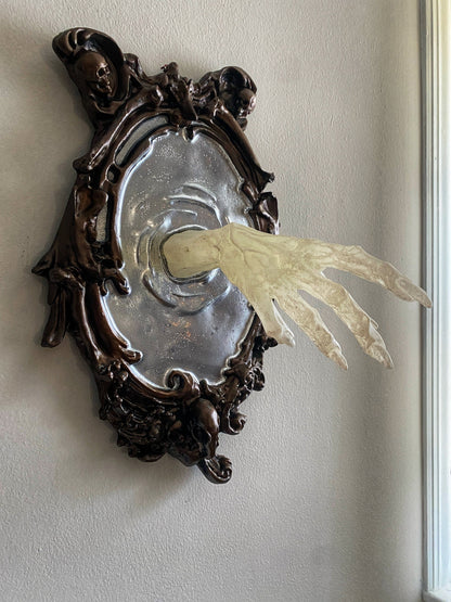 Spectral Hand Wall Plaque, Large White Version, Resin | Victorian Gothic Haunted Wall Art |Ghost Hand for Halloween, Spooky Home Decor