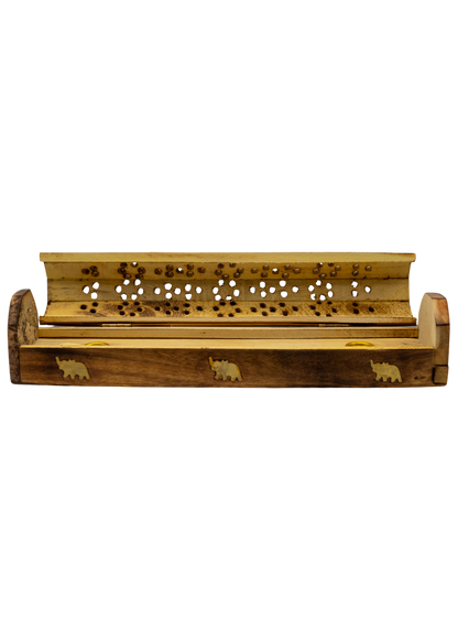 Brass Inlay Elephant Coffin Incense Burner