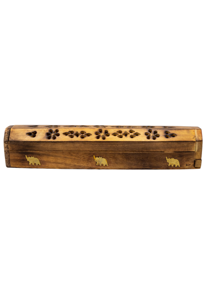 Brass Inlay Elephant Coffin Incense Burner