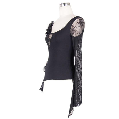 Fractured Line Asymmetric Punk Top detail view 5