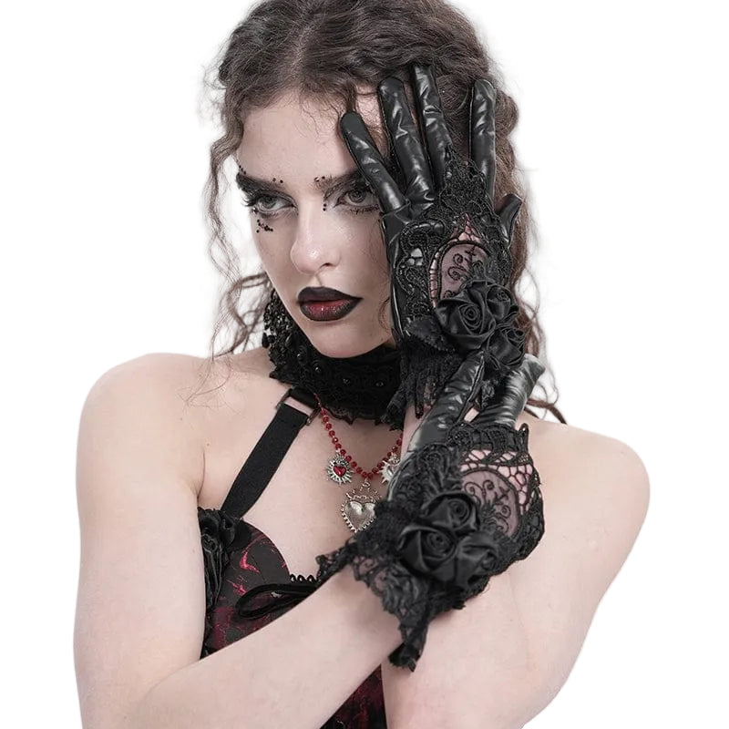 Widow's Rose Lace Gloves detail