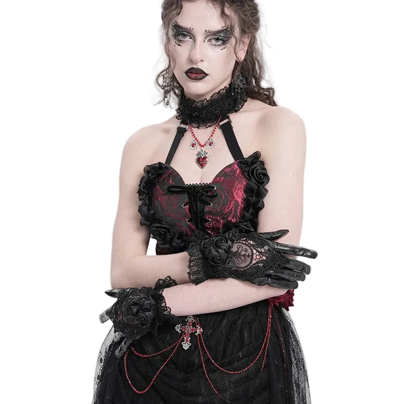 Widow's Rose Lace Gloves detail