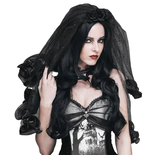 Mourning Rose Mantilla in black