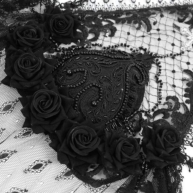 Funeral Rose Tassel Lace Veil detail view 10