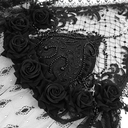 Funeral Rose Tassel Lace Veil detail view 10
