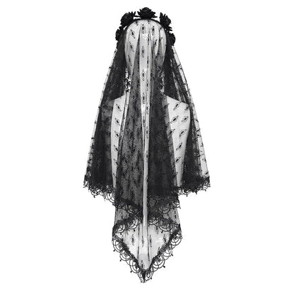 Funeral Rose Tassel Lace Veil detail view 8