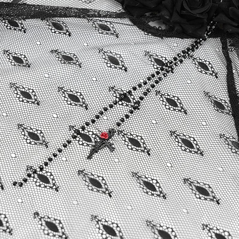 Funeral Rose Tassel Lace Veil detail view 11