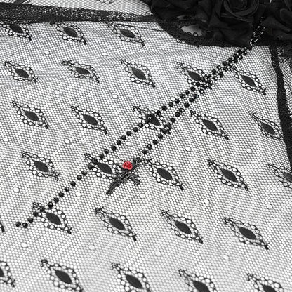 Funeral Rose Tassel Lace Veil detail view 11