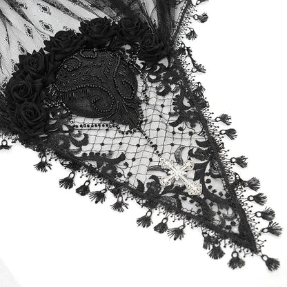 Funeral Rose Tassel Lace Veil detail view 9