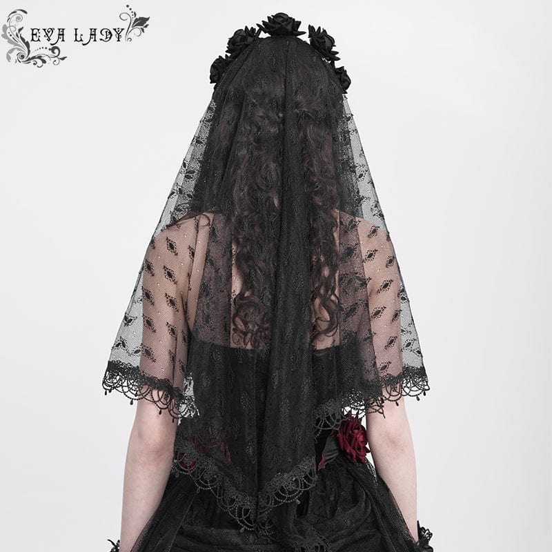 Funeral Rose Tassel Lace Veil detail view 4