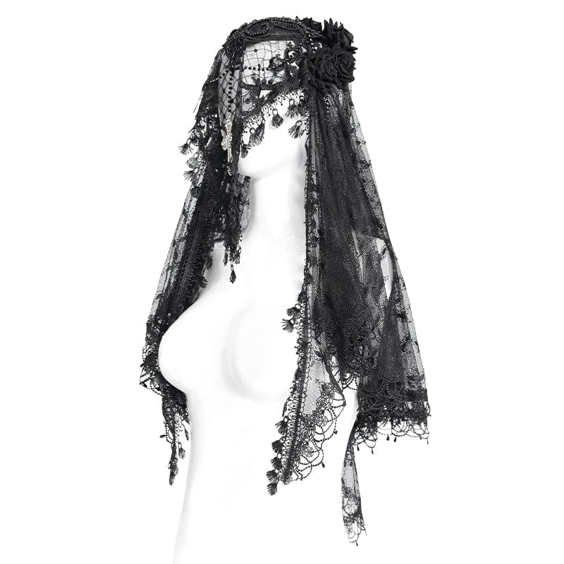 Funeral Rose Tassel Lace Veil detail view 7