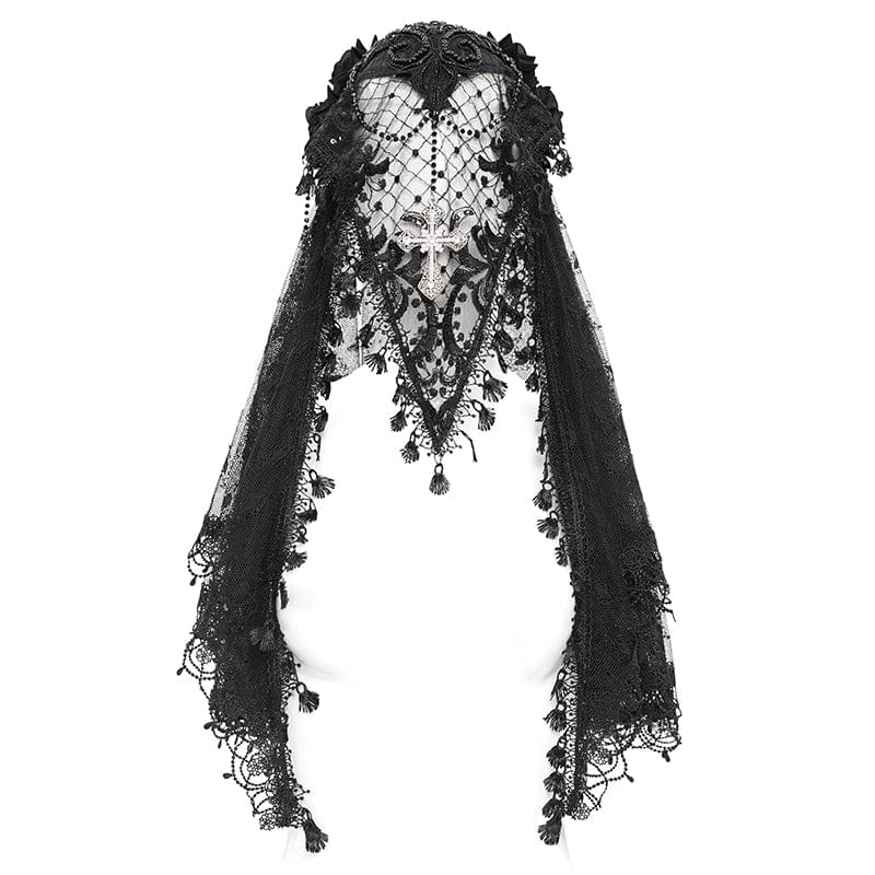 Funeral Rose Tassel Lace Veil detail view 6